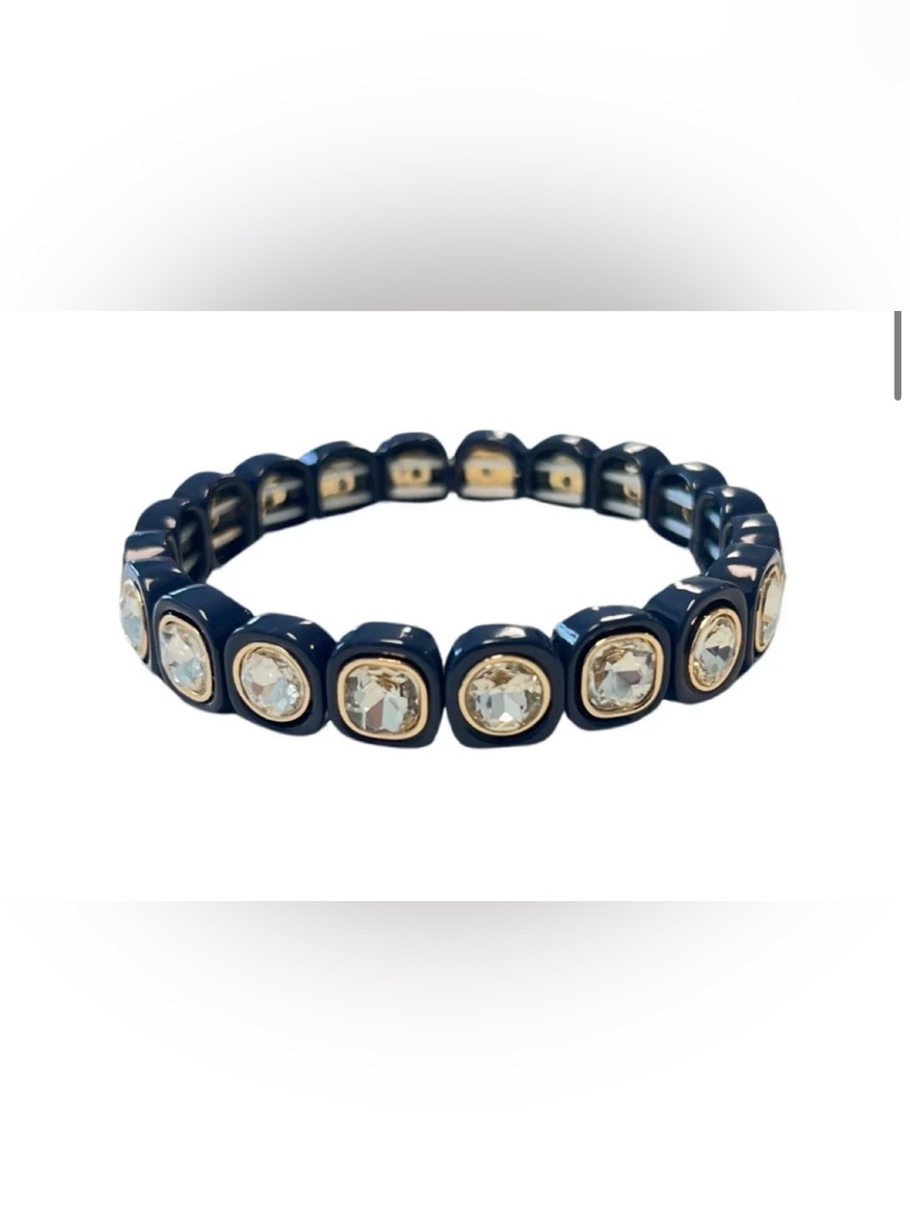 Smith & Co City Girl Petite Jewel Stretch Bracelet Midnight Navy Blue NEW